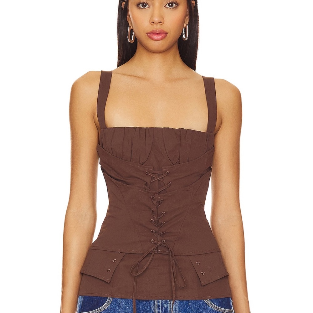 Lioness - In bloom top in Chocolate - Corset Style top